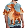 thumbnail image 2 of Pixel Dog Men's Casual Printed Button Down Short Sleeve Spread Collar Beach Shirts for Summer, Unisex, 2 of 6