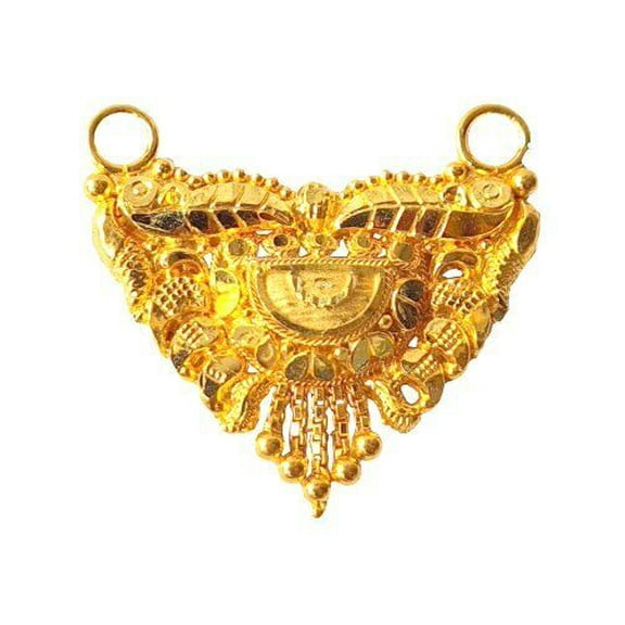 22K/18K Real Certified Fine Yellow Gold Abstract Mangalsutra Pendant