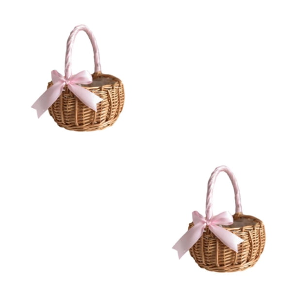 Inteprter Cesta de flores de mimbre Cestas de almacenamiento Cesto Organizador Picnic para boda Type1 NO1