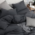 thumbnail image 6 of Pure Era Duvet Cover Set-Jersey Cotton 100% T-Shirt Cotton-Ultra Soft Heathered Black-Queen Size,Heathered Black Charcoal Gray, 6 of 6