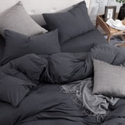 Pure Era Duvet Cover Set-Jersey Cotton 100% T-Shirt Cotton-Ultra Soft Heathered Black-Queen Size,Heathered Black Charcoal Gray