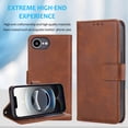 thumbnail image 5 of for iPhone 16e Case Detachable Magnetic Wallet Case with Card Holder, 2 in 1 PU Leather Flip Folio Case with Kickstand Wrist Strap Shockproof Protective Phone Case Cover for iPhone 16e, Brown, 5 of 7