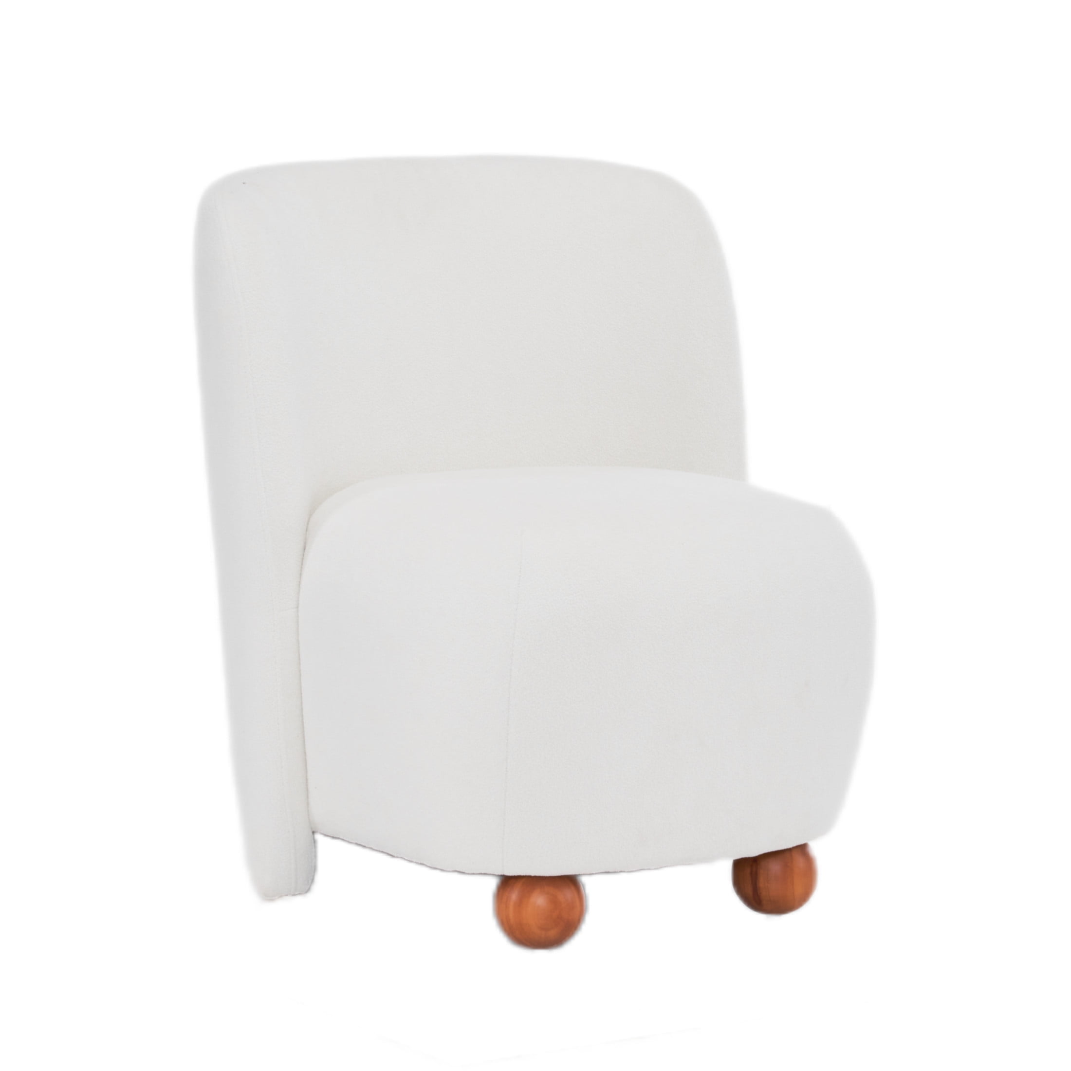 Veylin Modern Upholstered Low-back, Accent Chair, Wood, White