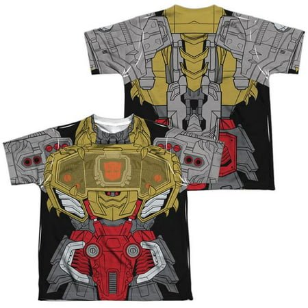 Trevco Sportswear HBRO244FB-YTPP-3 Transformers & Grimlock Costume Front & Back Print-Short Sleeve Youth Poly Crew T-Shirt, White -
