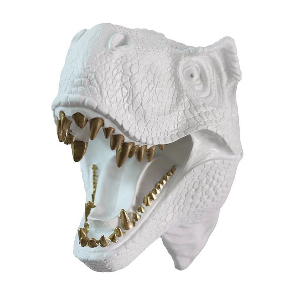 Hi-Line Gift Ltd 75642-C-WT Dinosaur Head Sculpture White Color Wall Mounted Ornament
