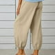 thumbnail image 5 of Pantalones harén holgados de lino con corte en forma de farol para mujer, estilo informal, hasta el tobillo, pantalones holgados de verano con bolsillo, 5 of 5