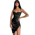 thumbnail image 1 of Vestido de satén sin mangas con correa de espagueti para mujer, vestido de cóctel, playa, fiesta de noche, cuello vuelto, vestidos elegantes midi, 1 of 6