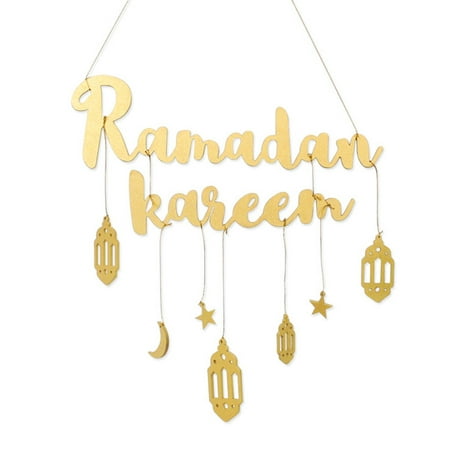 

Eid Ramadan Decoration Wooden Wall Hanging Ramadan Kareem Moon Star Pendant