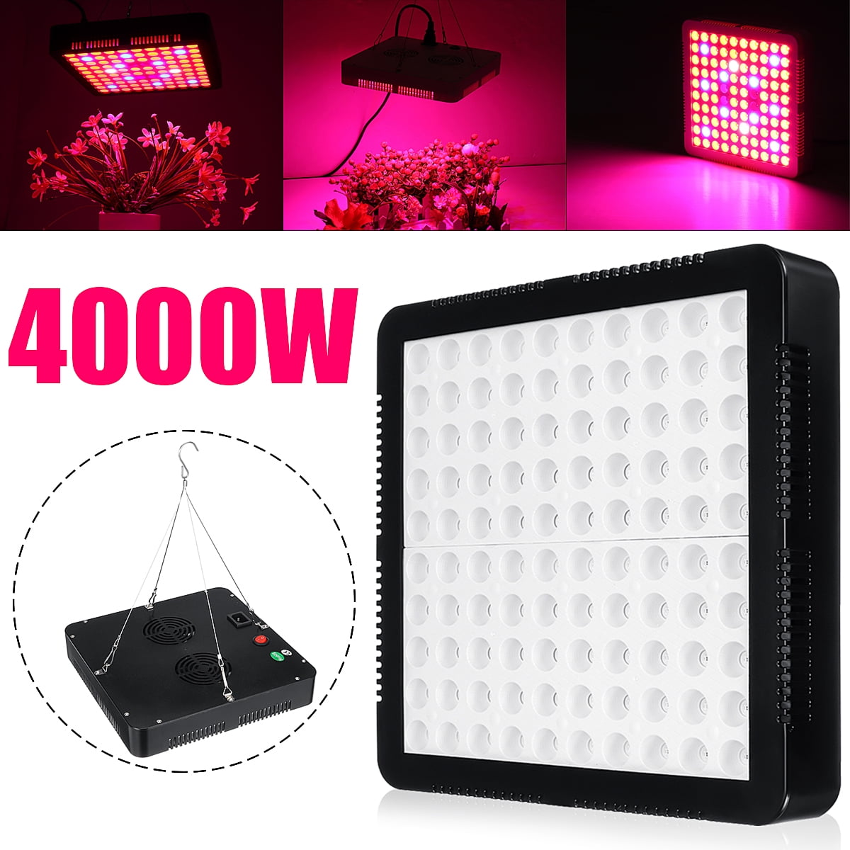 4000W LED Plant Grow Light Full Spectrum with IR & UV LEDs, Adjustable Rope Growing Growth Light