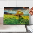 thumbnail image 2 of Landscape Cutting Board, Fall Season Illustration with Mountains and Meadows in Sunset Watercolor Effect, Decorative Tempered Glass Cutting and Serving Board, Small Size, Multicolor, by Ambesonne, 2 of 5
