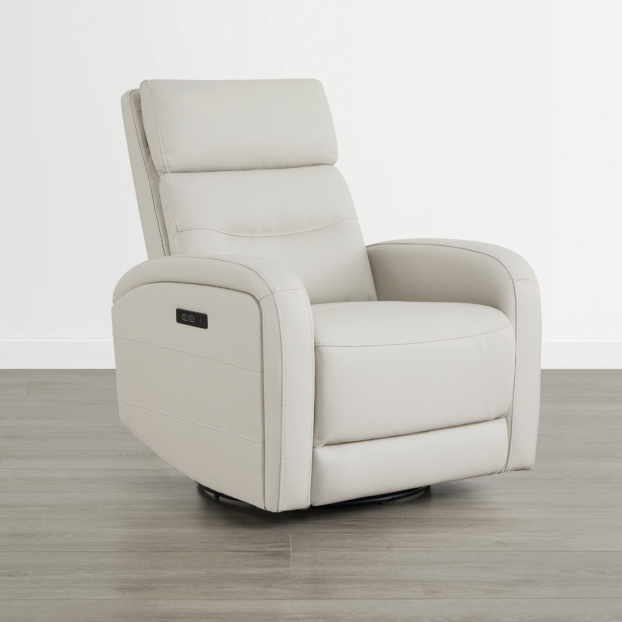 CHITA Power Glider Recliner Chair, 270° Swivel Recliner with Power Headrest for Nursery, Faux Leather in Cream