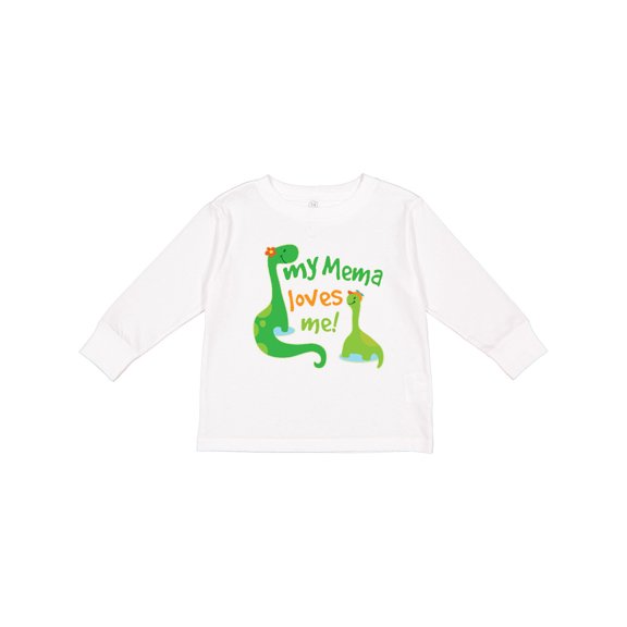 Inktastic My Mema Loves Me Grandson Dinosaur Boys Long Sleeve Toddler T-Shirt