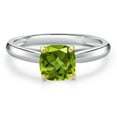 thumbnail image 3 of Gem Stone King 10K Two Tone Gold Green Peridot Solitaire Engagement Ring for Women | 0.85 Cttw | Cushion 6MM | Gemstone August Birthstone | Size 6, 3 of 6