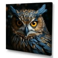 thumbnail image 2 of Designart "Contemporary Stare Of A Majestic Owl In Blue And Yellow" Animals Owl Canvas Wall Art, 2 of 7