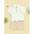 thumbnail image 3 of Suealasg Toddler Baby Boys 2Pcs Outfits Set Clothes 1T 2T 3T 4T Summer Beach Party Shorts Set Kids Boys Short Sleeve Lapel Collar Tops + Shorts Set, 3 of 9