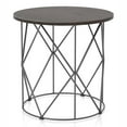 thumbnail image 1 of Furniture of America Borche Table d'Appoint Ronde Industrielle en Bois, Noyer, 1 of 5