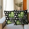 thumbnail image 6 of St Patricks Day Pillow Covers 18x18 Set of 2 Polka Dots Lucky Shamrock Clover Black Pillowcase Cotton Linen Square Cushion Case for Couch Sofa Bed Farmhouse Indoor Outdoor Decor, 6 of 6