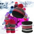 thumbnail image 4 of NUZYZ 1 Set Thicken Knitting Hat Scarf Gloves Stretchy Autumn Winter Stripe Knit Cap Scarf Gloves for Kids, 4 of 8