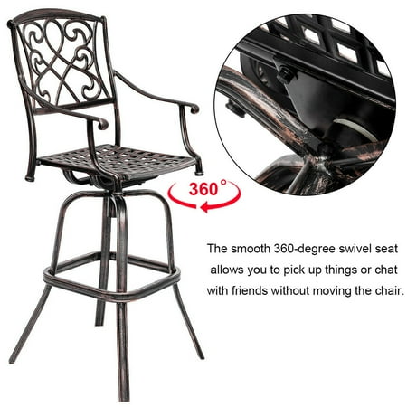 Gymax Set Of 2 Cast Aluminum Swivel Bar Stool Patio Furniture Antique Outdoor Walmart Canada