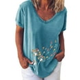 thumbnail image 1 of Birdeem Mode Femme T-Shirt Col en V Imprimé Blouse Hauts Chandail en Molleton, 1 of 4