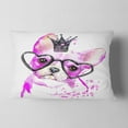 thumbnail image 2 of Designart Cute Pink Dog with Heart Glasses - Contemporary Animal Throw Pillow - 12x20, 2 of 5
