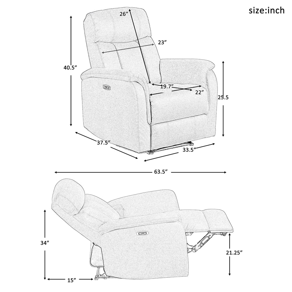 Kepooman PU Leather Power Motion Recliner with USB Charge Port for Living Room, Taupe Kepooman PU Leather Power Motion Recliner with USB Charge Port for Living Room, Taupe