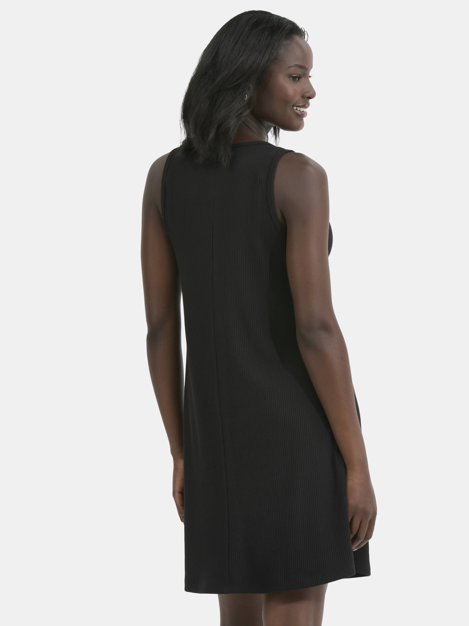 Time and Tru Women's Sleeveless Ribbed Swing Dress, Sizes XS-XXXL