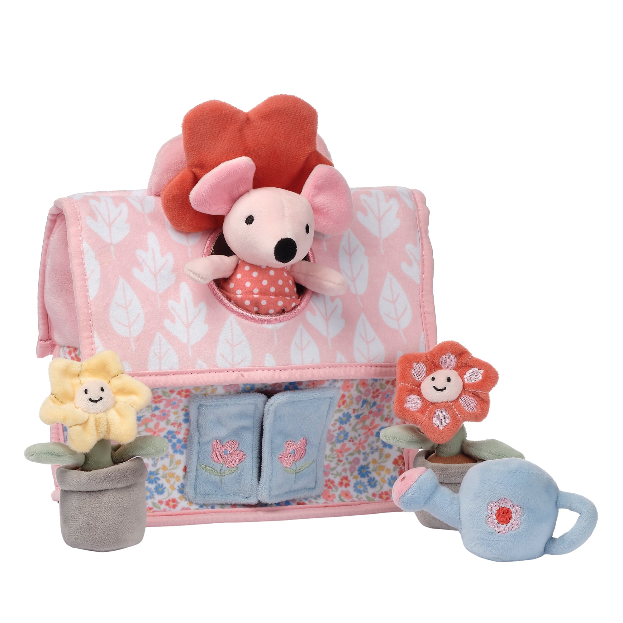Lambs & Ivy Floral Cottage 5pc Interactive Flowers & Mouse Plush Play Set Toy