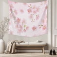thumbnail image 5 of Pink Floral Tapestry for Bedroom Wall Hanging Tapestry, Modern Farmhouse Aesthetic Shabby Chic Flower Ceiling Backdrop Tapestries Poster Blanket Wall Decor for Teens Room Living Room Dorm 51" x 59", 5 of 8
