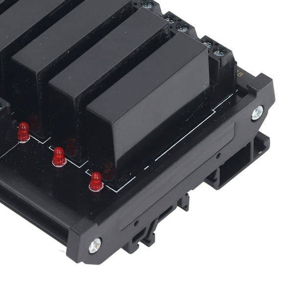 "8-Channel DIN Rail Mount SSR Module - 3-32VDC Input, 5-8A 24-480VAC Load, Epoxy Sealed for Industrial Use"