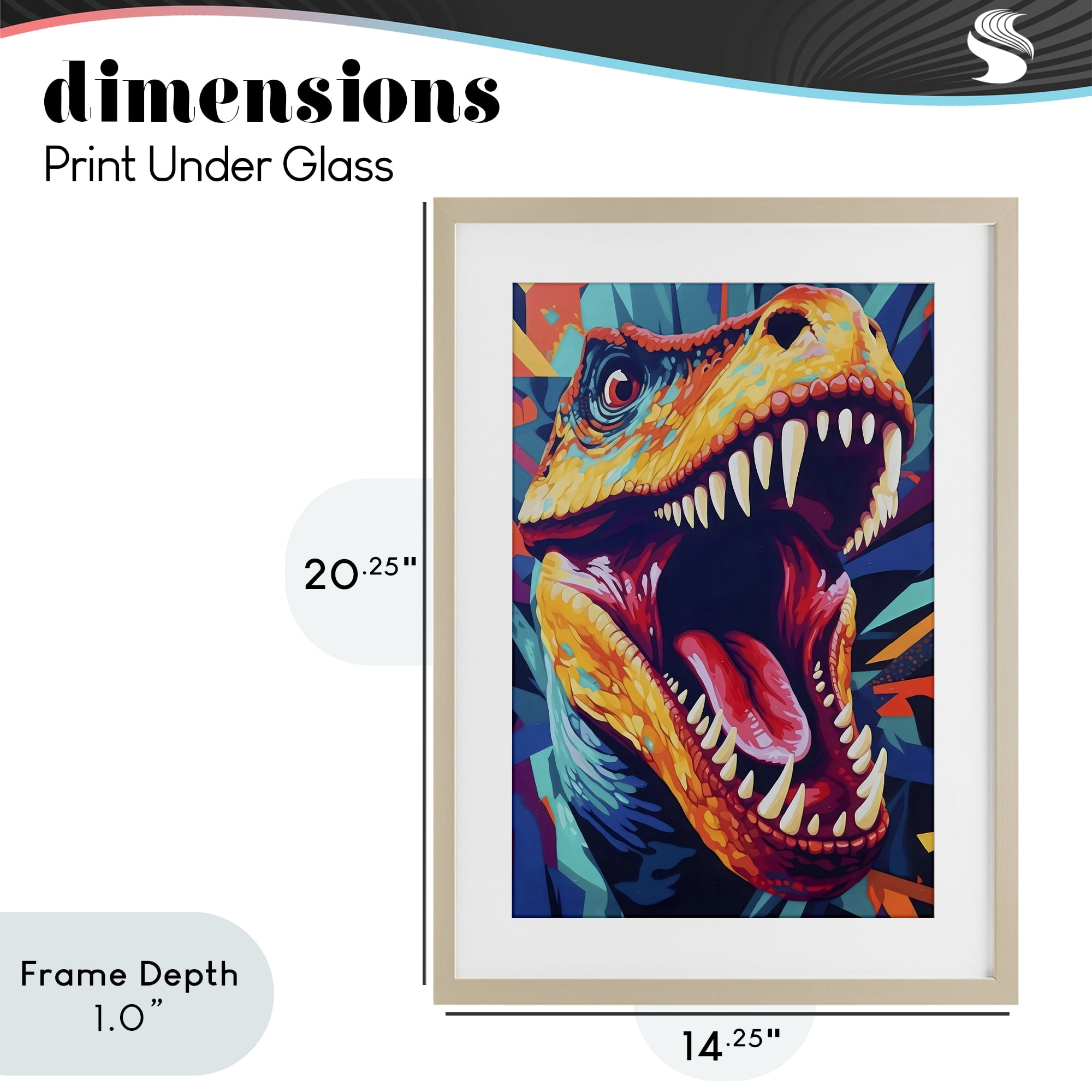 Stupell Industries Pop Style Raptor Dino Birch Framed Print Under Glass, design by Creative Studio