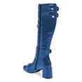 thumbnail image 3 of YDN Women's Round Toe Knee High Boots Strappy Buckle Chunky Mid Heel Zippers Long Booties Daily Club Dress Shoes Size 10 Blue, 3 of 4