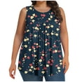 thumbnail image 2 of Frostluinai Débardeurs Grande Taille pour Femmes Boho Floral Graphique Débardeurs Sans Manches Col Rond Tunique Plissée Débardeurs Coupe Ample Vacances, 2 of 6