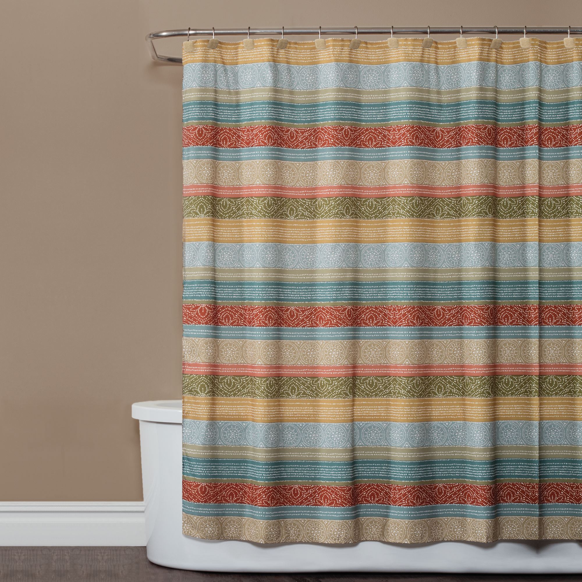 SKL Home Kochi Stripe Fabric Shower Curtain, Multicolor, 70" x 72