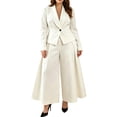 thumbnail image 3 of Atkumj Blazer Sets Women 2 Piece Outfits Stylish Lapel Button Jackets and Wide Leg Pants Suit Set Casual Solid Color Women Suits 2 Piece Set Business L, 3 of 6