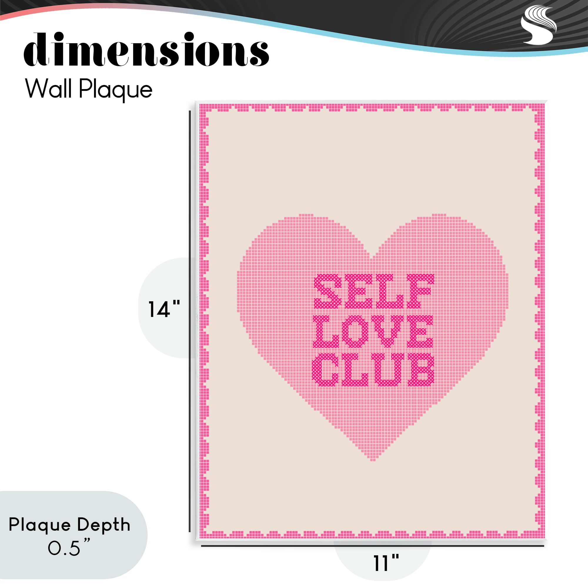 Stupell Industries Self Love Club Pixel Heart Wall Plaque Art, design by Lil' Rue
