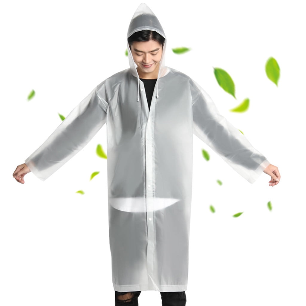 Raincoat Rain Poncho Transparent Hoodie Waterproof Reusable Adult Non-disposable 