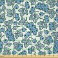 thumbnail image 2 of Ambesonne Botanical Fabric by the Yard Microfiber, Blueberry Branches Leafy, 3 Yards, Violet Blue and Ivory, 2 of 2