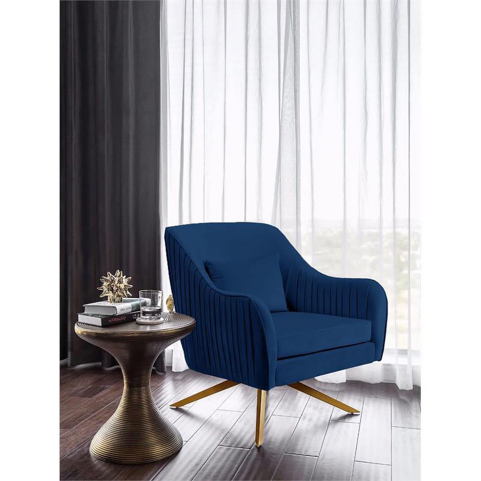 Meridian Furniture Paloma 17.5"H Velvet Accent Chair in Navy and Gold