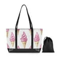 thumbnail image 7 of FORMRS Canvas Laptop Tote Bag for Women with 15.6" Computer Compartments Shoulder Handbag, Pink Cartoon Ice Cream, 7 of 7