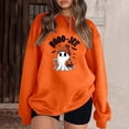 thumbnail image 4 of DHFJKG Women's Halloween Sweatshirt Cute Ghost Print Crewneck Long Sleeve Drop Shoulder Casual Pullover For Fall Winter Daily Wear Stylish Tops, 4 of 5