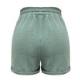 thumbnail image 3 of vigerkar 2025 Summer Linen Shorts for Women with Pockets Plus Size Casual Comfy Elastic Waist Drawstring Lightweight Shorts Green, L, 3 of 4