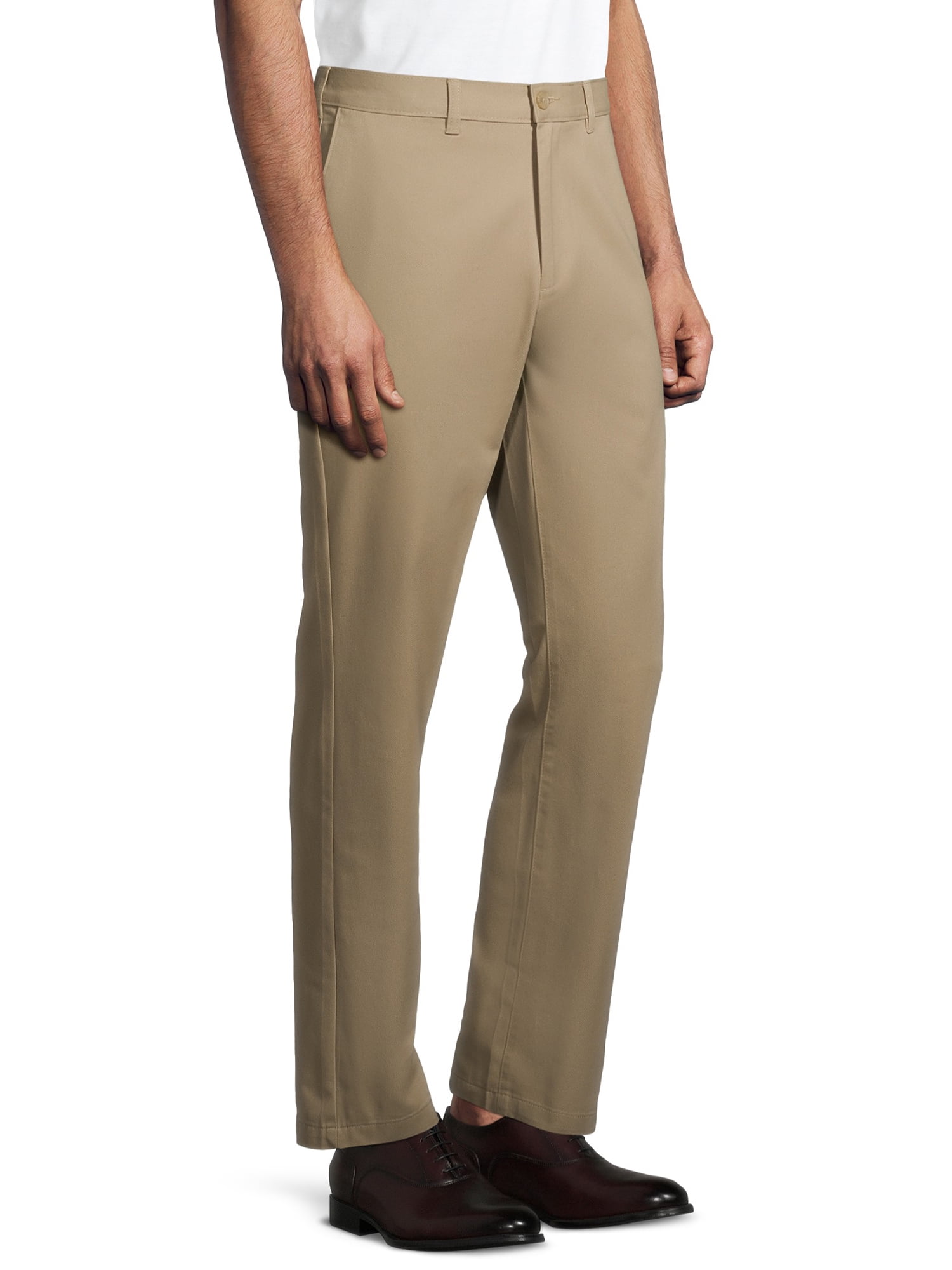 George Men's & Big Men's Classic Fit Flat Front Wrinkle Resistant Casual Pants, Waist Sizes 29-56