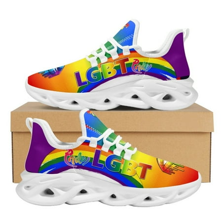 

2024 Hot Selling Breathable Lace up Sport Sneakers LGBT Pride Design Gradient Lip Print Flat Shoes for Women