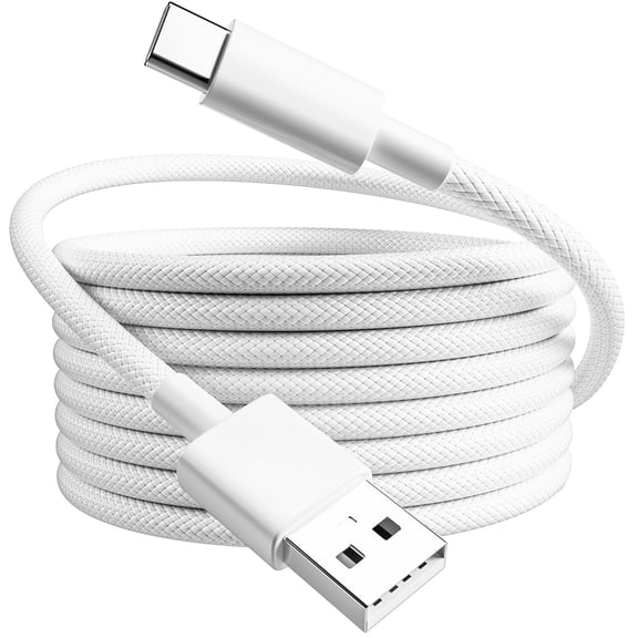 TianQiW USB A to USB C Charging Cable 5M, Nylon Braided Fast Charging Cord 3.1A Compatible with Samsung Galaxy, Google Pixel and USB C Devices (White)