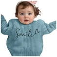 thumbnail image 2 of Bobifish Little Girls Ribbed Sweater “Smile” Letter Print Long Sleeve Knitted Sweater Crewneck Casual Fashionable Boys Girls Daily Wear Pullover Top, 2 of 3