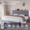 thumbnail image 5 of Amolife King Size Lift Up Hydraulic Storage Bed Frame, Velvet Adjustable Headboard with LED Light and Built-in Charging Station and Storage Shelf, Grey, 5 of 10