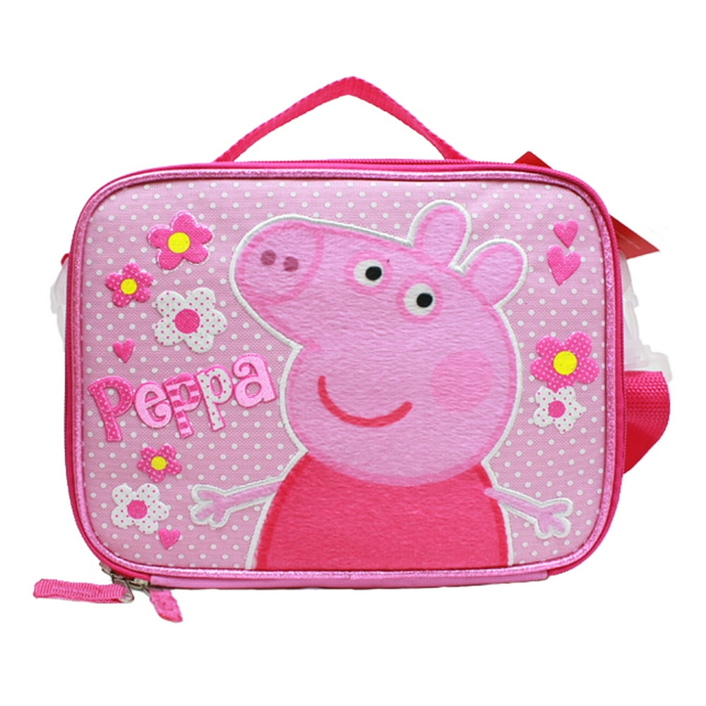 Peppa Pig Lunch Bag Peppa's Pig Pink Logo w/Flowers New pi30308