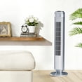 thumbnail image 2 of Quiet Tower Fan for Bedroom, Oscillating Fan with Child Lock & Night Light, 28dB, 12H Timer and Remote, 5 Speeds Cooling Fan for Nursery and Home,Silver, 2 of 8