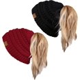 thumbnail image 1 of HSHDLDF Ponytail Messy Bun BeanieTail Women's Beanie Solid Ribbed Hat Cap, 1 of 7